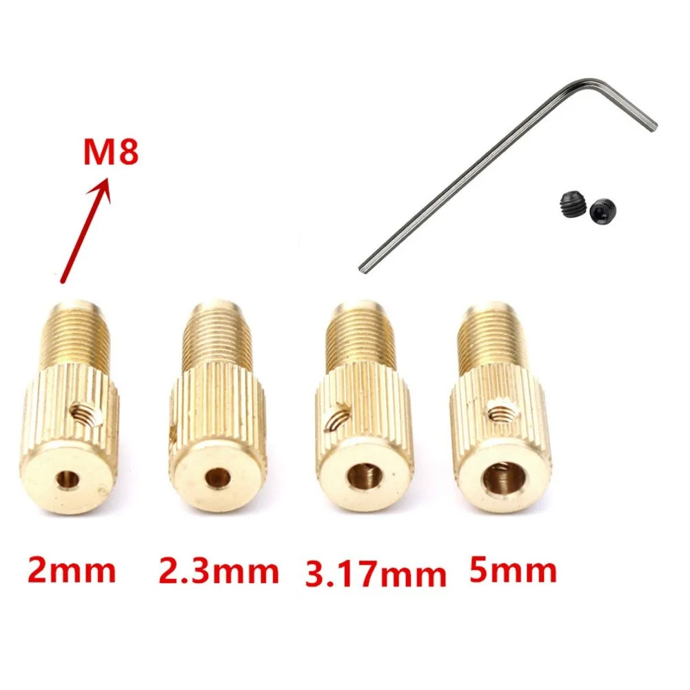 High Quality Self-Tightening Mini Brass Drill Clamp Chuck Connecting Rod M8-2/2.3/3.17/5mm Power Tools Wholesale