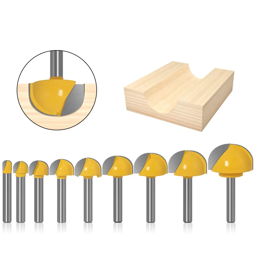 6mm Shank 6,8,12,16,18,20,22mmCNC Tools Solid Carbide Round Nose Bits Round Nose Cove Core Box Router Bit Shaker Cutter Tools