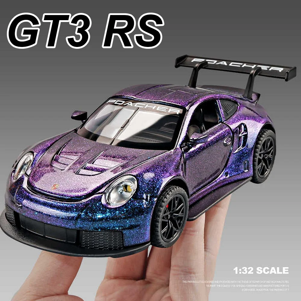 

1:32 Scale 911 GT3RS Macan Diecast Model Miniature Car Alloy Toys Pull Back 4 Doors Opened Metal Body Rubber Tire Ornament Gifts