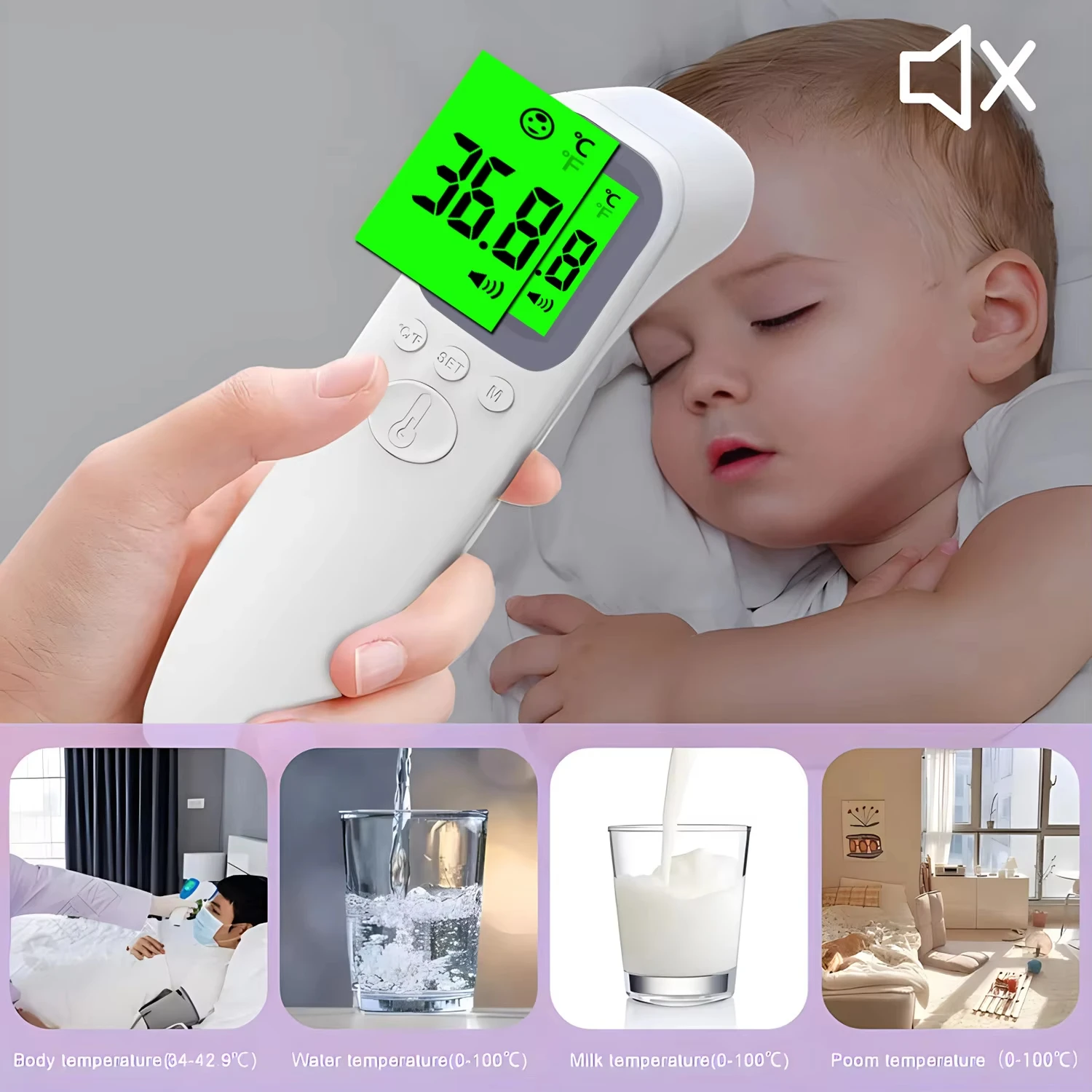 For Xiaomi Medical Temperature Infrared Thermometer Forehead Digital Non-contact Thermomete LED Display Fever Measure Tool