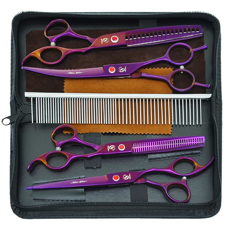 

7 inch Meisha Pet Dog Grooming Scissors Set Sharp Edge Straight Thinning Curved Shears Animals Hair Cut Tools Forceps B0022A