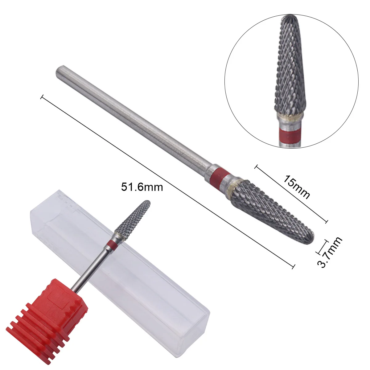 Brocas cónicas afiladas (corte cruzado) broca de carburo para uñas 3/32 rebabas de manicura para agujero perforado accesorio de equipo de decoración de uñas