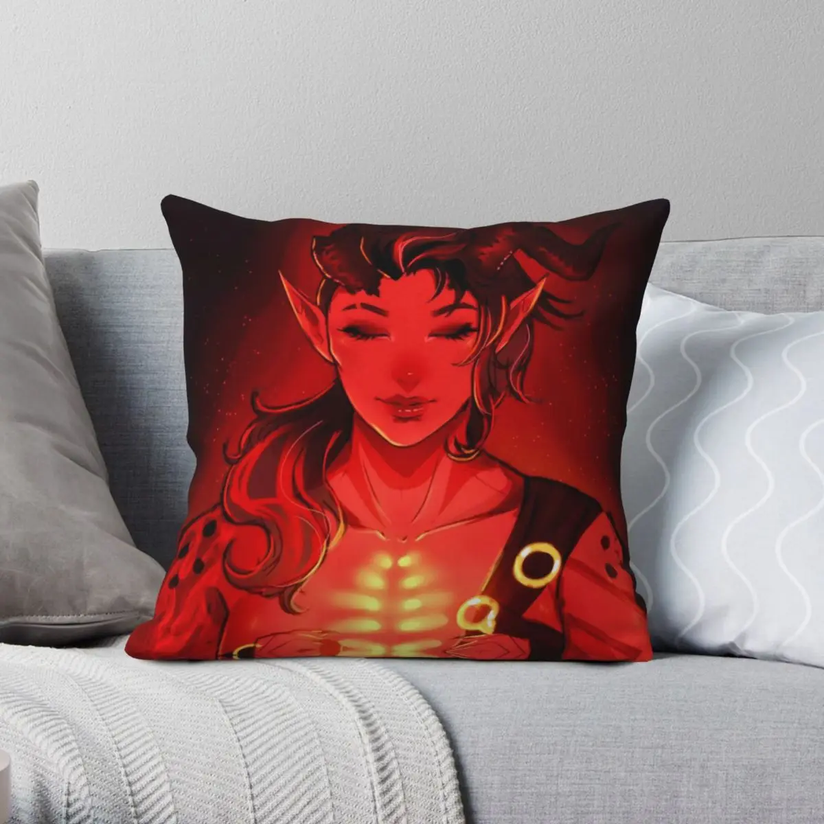 Light Karlach Baldur's Gate 3 Square Pillowcase Polyester Linen Velvet Pattern Zip Decor Bed Cushion Cover 18