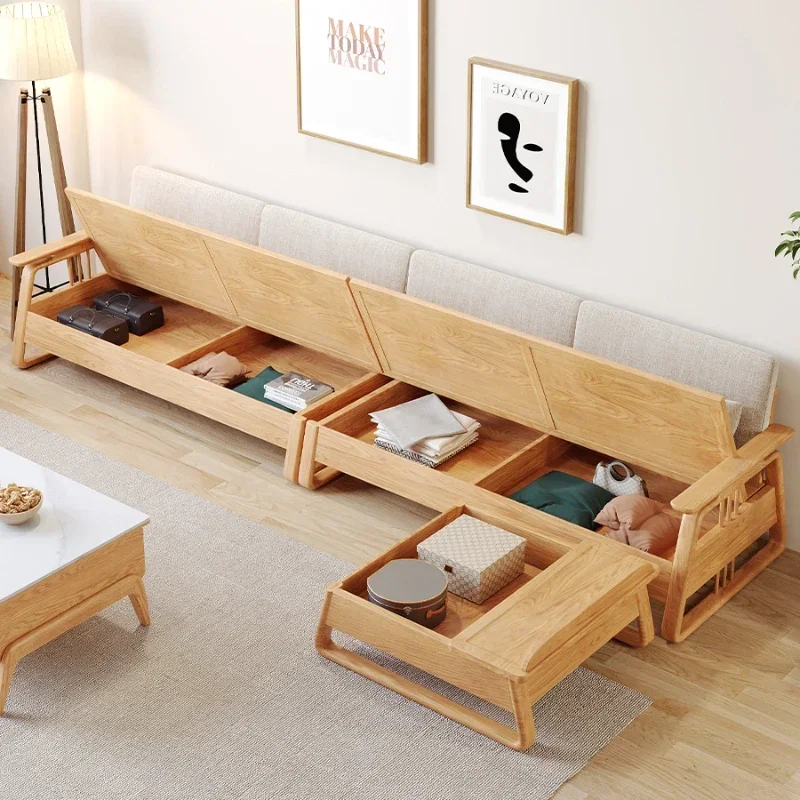 

Wood Living Room Simple Small Apartment Log Storage Sofa Winter and Summer