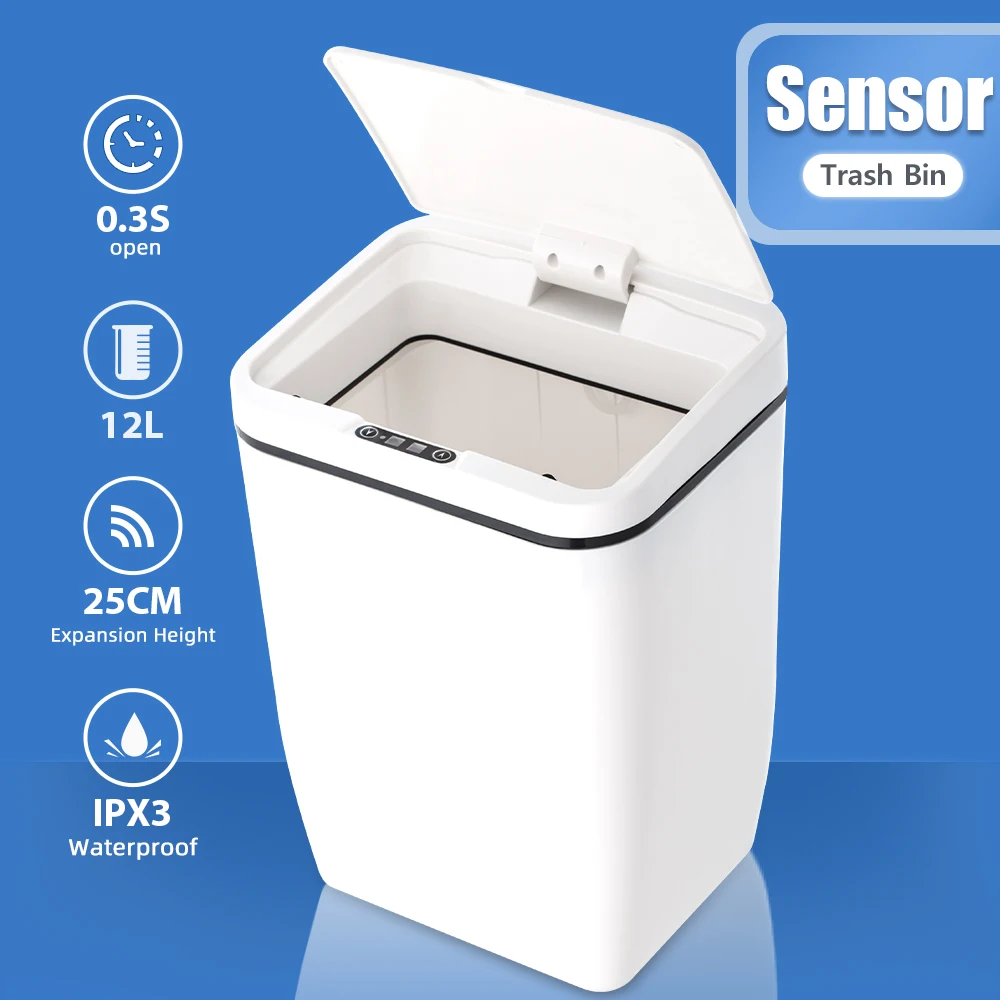 Automatic Touchless Intelligent induction Motion Sensor Kitchen Trash Can Wide Opening Sensor Eco-friendly Waste Garbage Bin