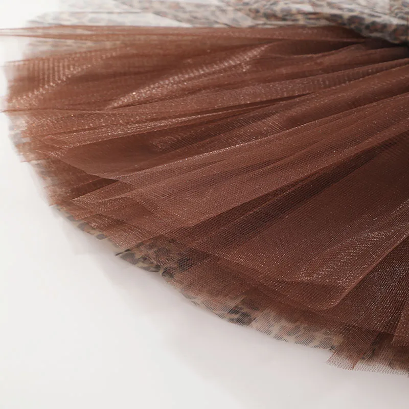 Young Girl Tulle TUTU Dress Leopard Print Tulle Skirt Casual and Versatile Style, Suitable for Stage Performances