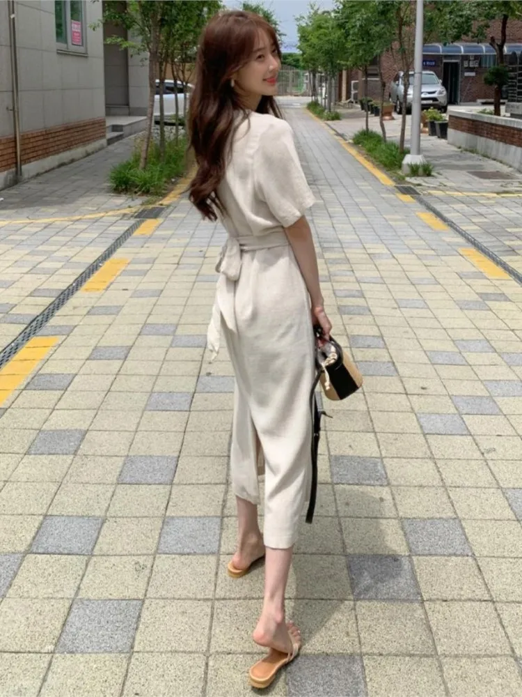 Summer Long Dress Women Irregular Pleated Fashion Short Sleeve Ladies Dresses Korean Style Loose Ruffle Woman Dress