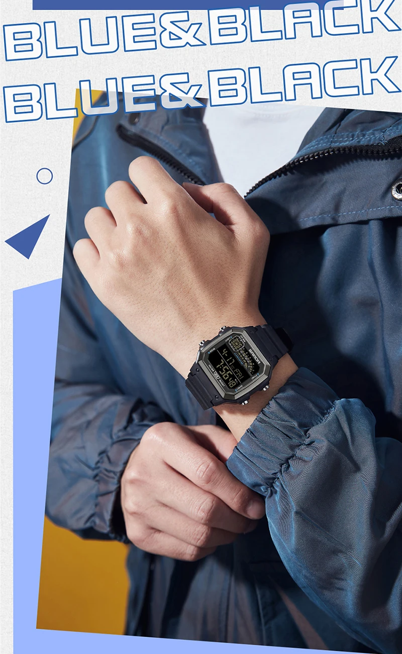 SANDA 6196 LED Sport Electronic Watch for Men Multifunction Alarm Clock Chrono Waterproof Digital Mens Wristwatches Relojes