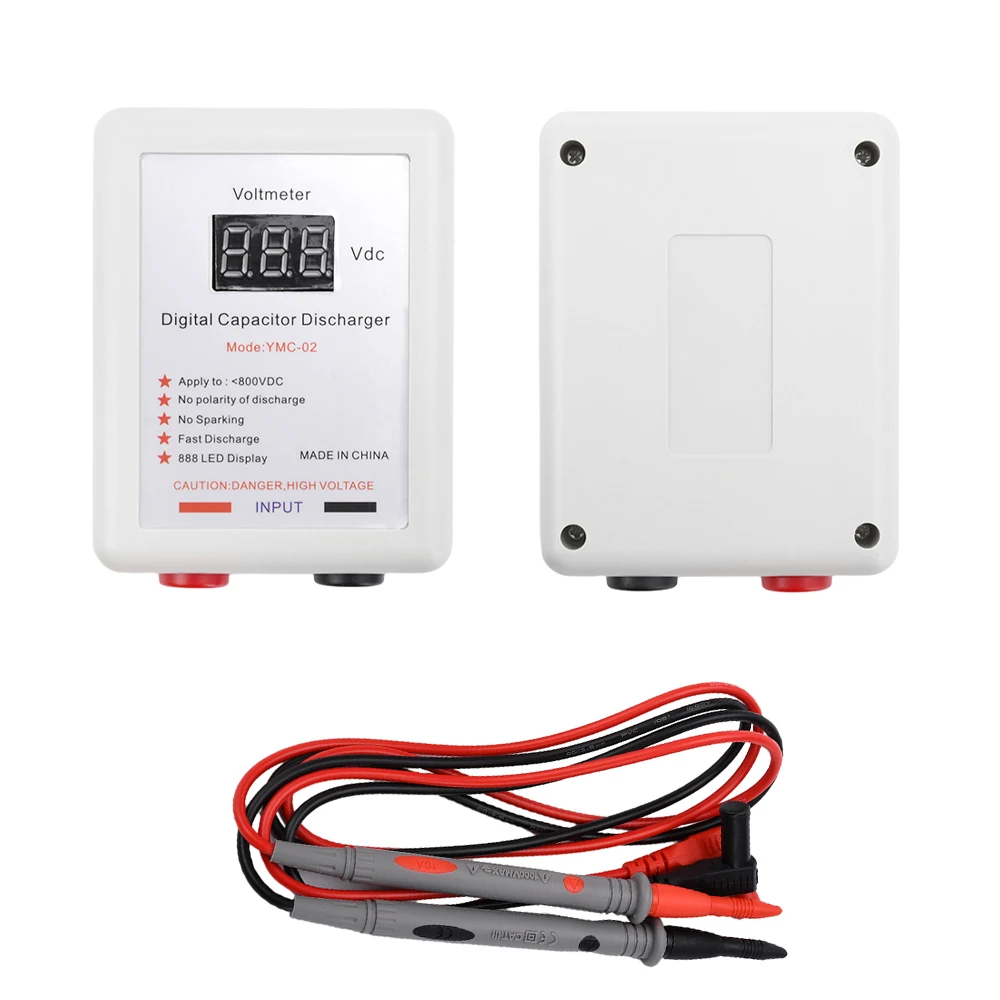 800V Digital Capacitor Voltage Tester Fast Discharger High Volt Discharging Tool Electronic Repair Display Matenance Protection