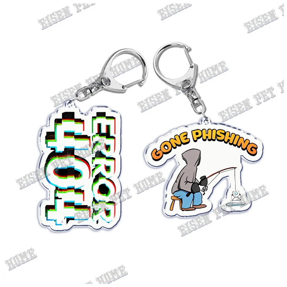 Cartoon Programming 404 Network Error Key Chain for Accessories Bag Pendant Keyring Chains Car Keychains Gift Creative Llaveros