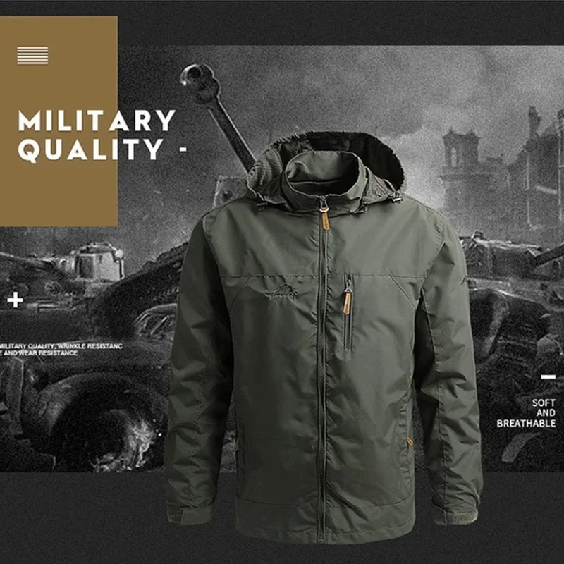 

7XL Men Windbreaker Jackets Waterproof Military Hooded Coat Male Combat Jackets Men Autumn Outdoor Hiking Biking Bomber Outwear