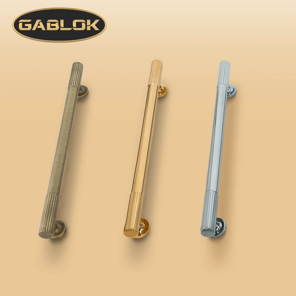 

GABLOK Linear Knurled Drawer Handles Retro Luxury Style Brass Cabinet Pulls Kitchen Knob Furniture Hardware