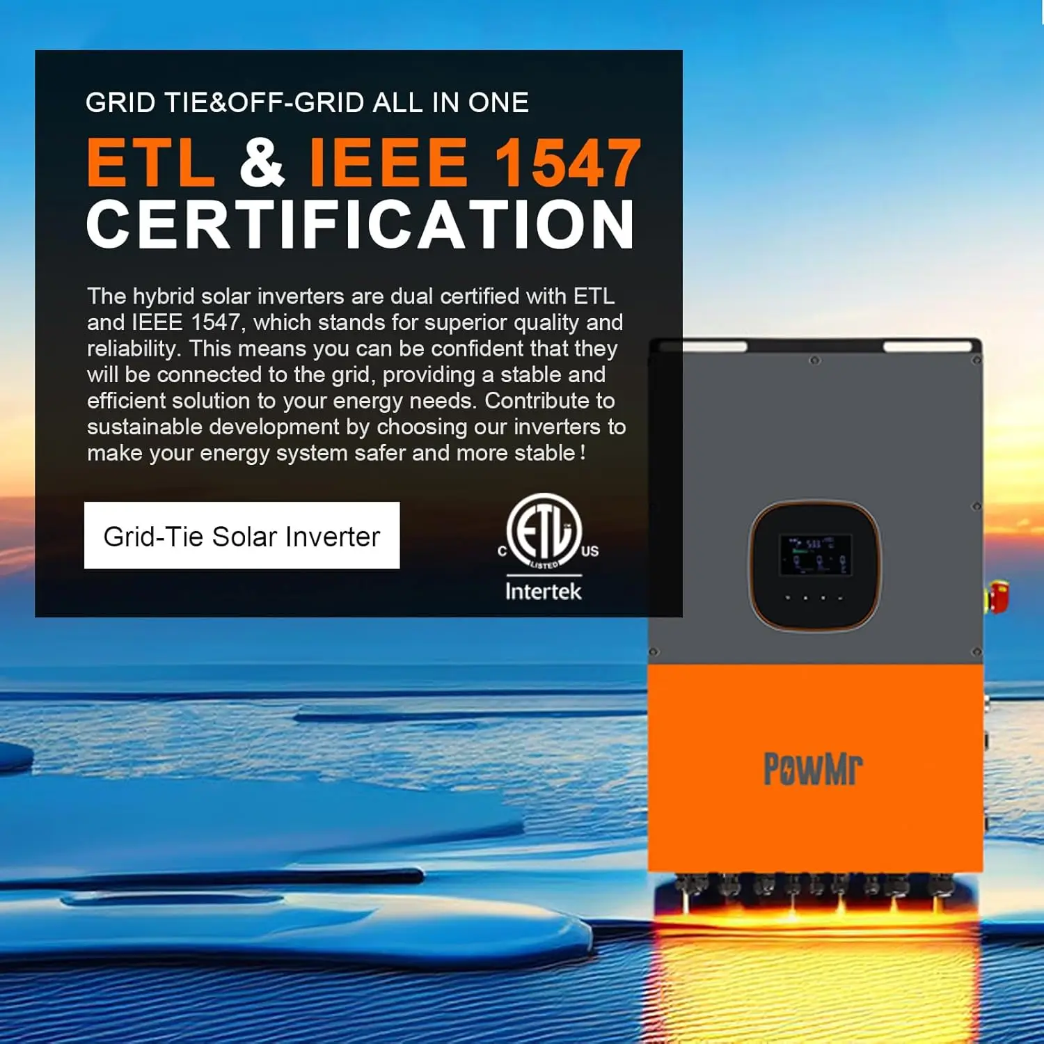 PowMr US 12KW 48V سبليت المرحلة العاكس للطاقة الشمسية 120Vac/208Vac/240Vac الناتج بناء في وحدة تحكم MPPT 200A ومدخل WI-FI Max PV 550Vdc