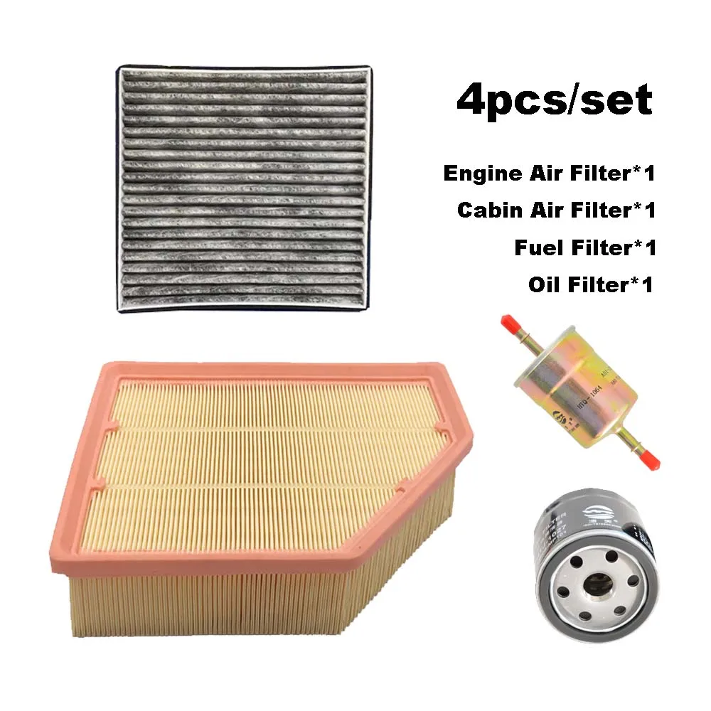 4pcs Filter Set For BYD S7 2.0T 2014-2019 BYD487ZQA Engine Cabin A/C Fresh Air Fuel Gas Oil Filter Kit Accessories 11081070-00