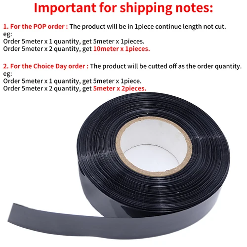 Imagen 2 del producto Paquete de tubos termorretráctiles de PVC para batería Lipo, 1/5/20M, 8mm ~ 100mm, envoltura de película aislada, funda de Cable de protección de caja de litio, color negro
