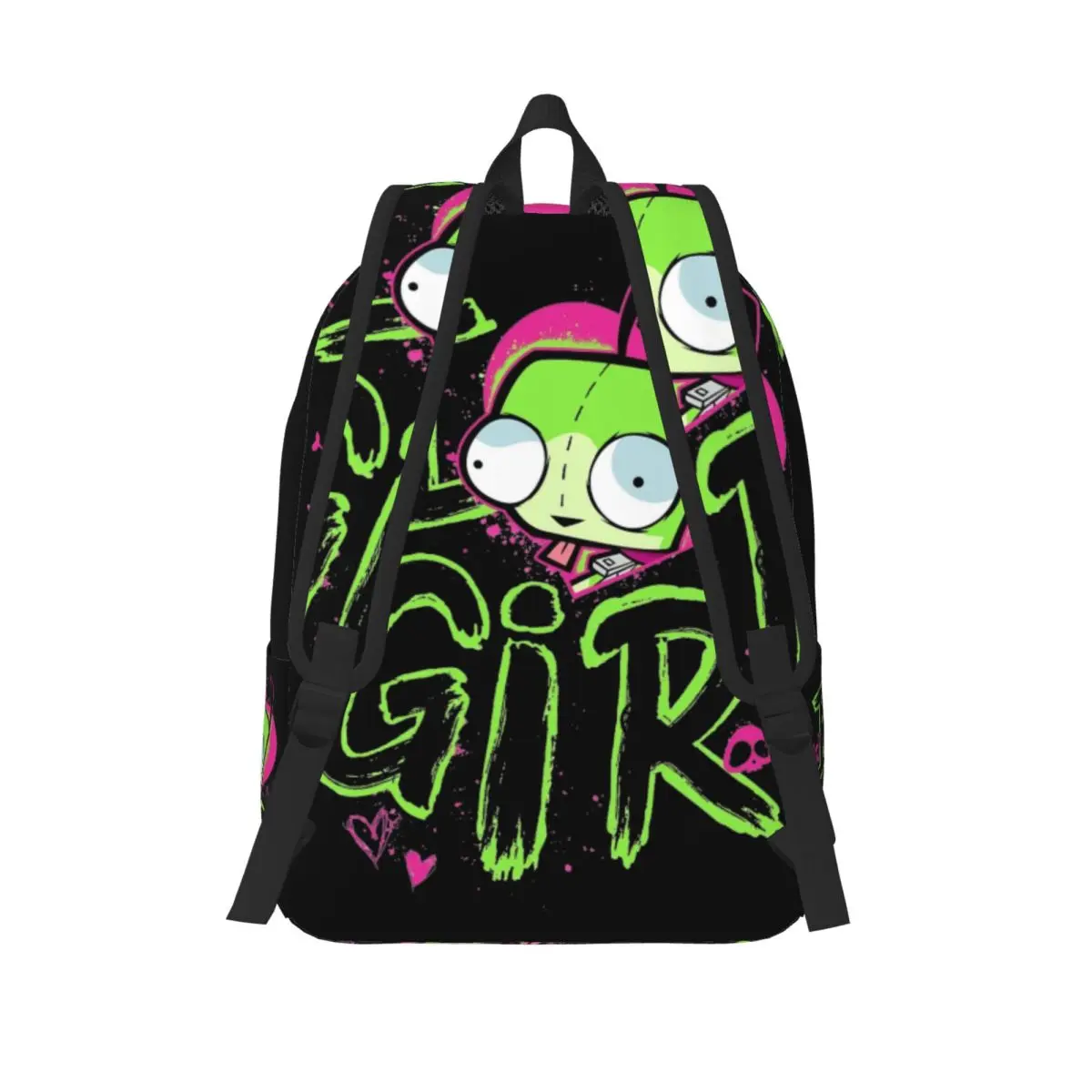 Invader Zim Valentine\'s Day Backpack for Men Women High School Hiking Travel Daypack I Love GIR Retro Pop Laptop Canvas Bag Gift