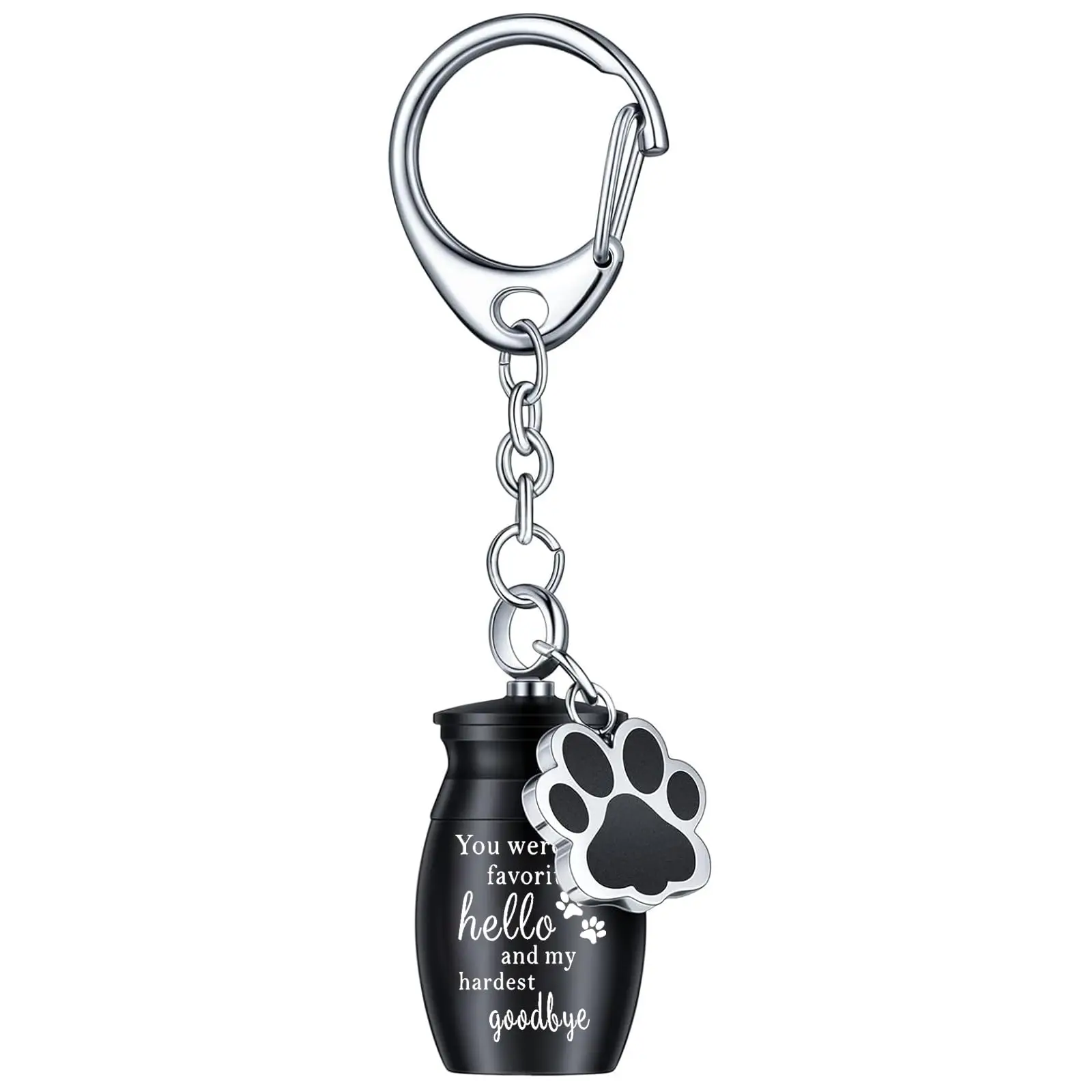 

Pet Paw Print Cremation Jewelry Urn Keychain for Dog/Cat Ashes Keepsake Mini Urn Key Ring for Loved One