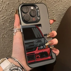 JDM Sports Cars Male Electroplate Silver IMD Cases for iPhone 15 14 Pro Max 11 12 13 Pro 7 8 Plus X XR Shockproof Bumper Cover