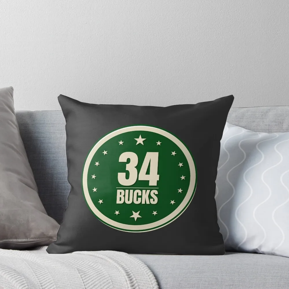 bucks 34 - bucks fans Jersey Throw Pillow Pillow Covers Decorative Cushion Cover Cushion Covers For Living Room pillow