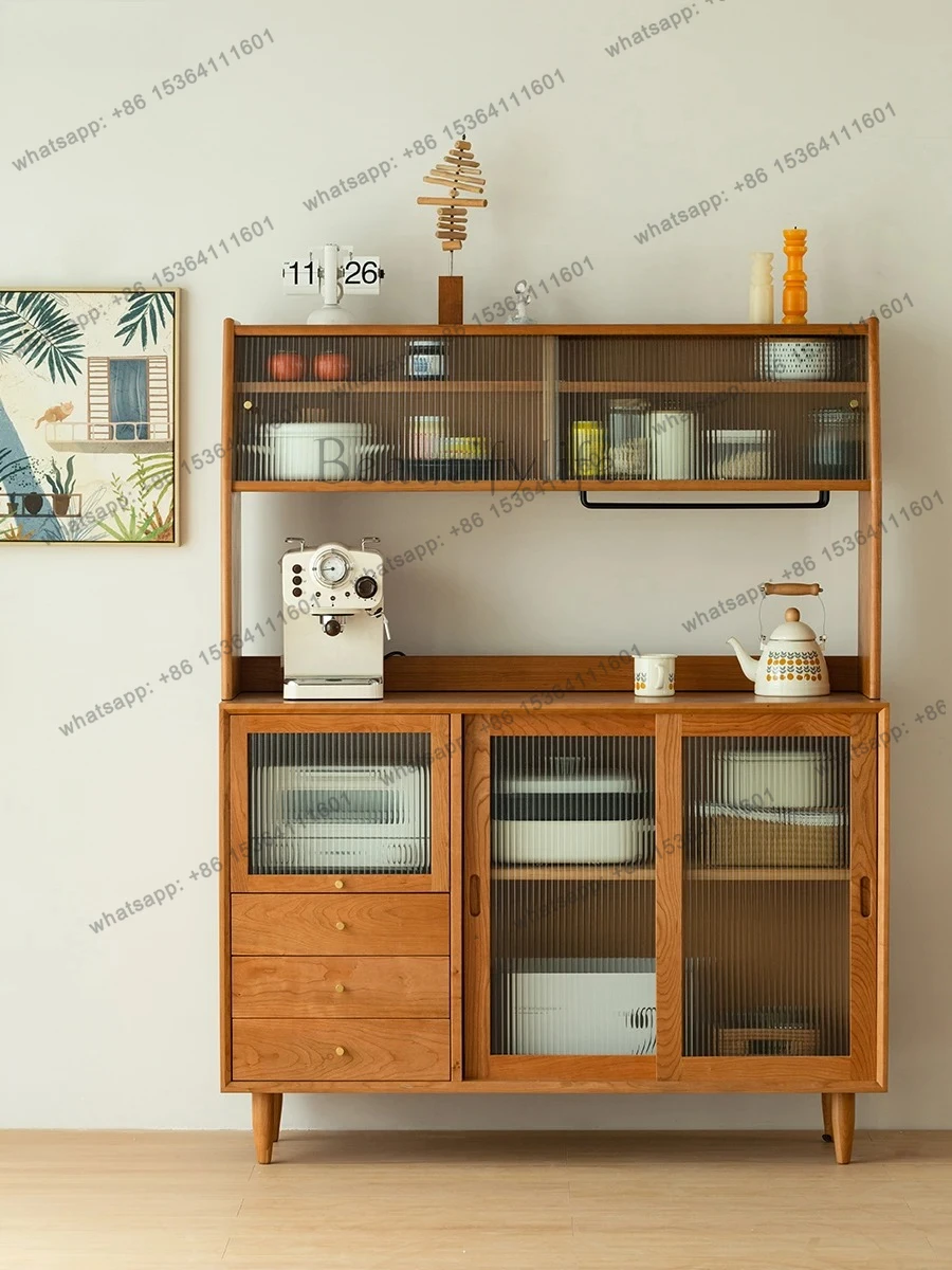 

Solid Wood Sideboard Cherry Wood Storage Dining Room Cupboard Kitchen Furniture Modern Minimalist