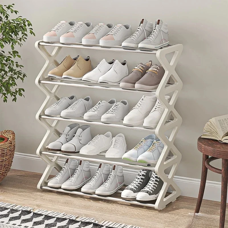 2.Creative X-shaped dust-proof shoe rack, a simple home shoe rack with seamless joints for space-saving storage image 5