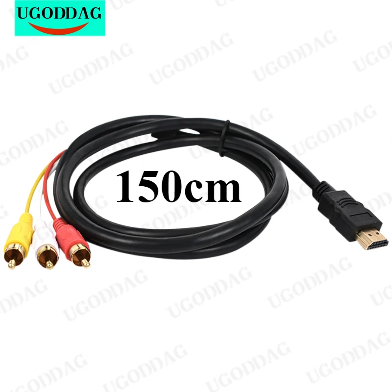 1.5M HDMI-compatible To 3 RCA Converter Cable AV To HDMI-comp Adapter Cord Support 480P/720P/1080P Suitable For TV Box Computer