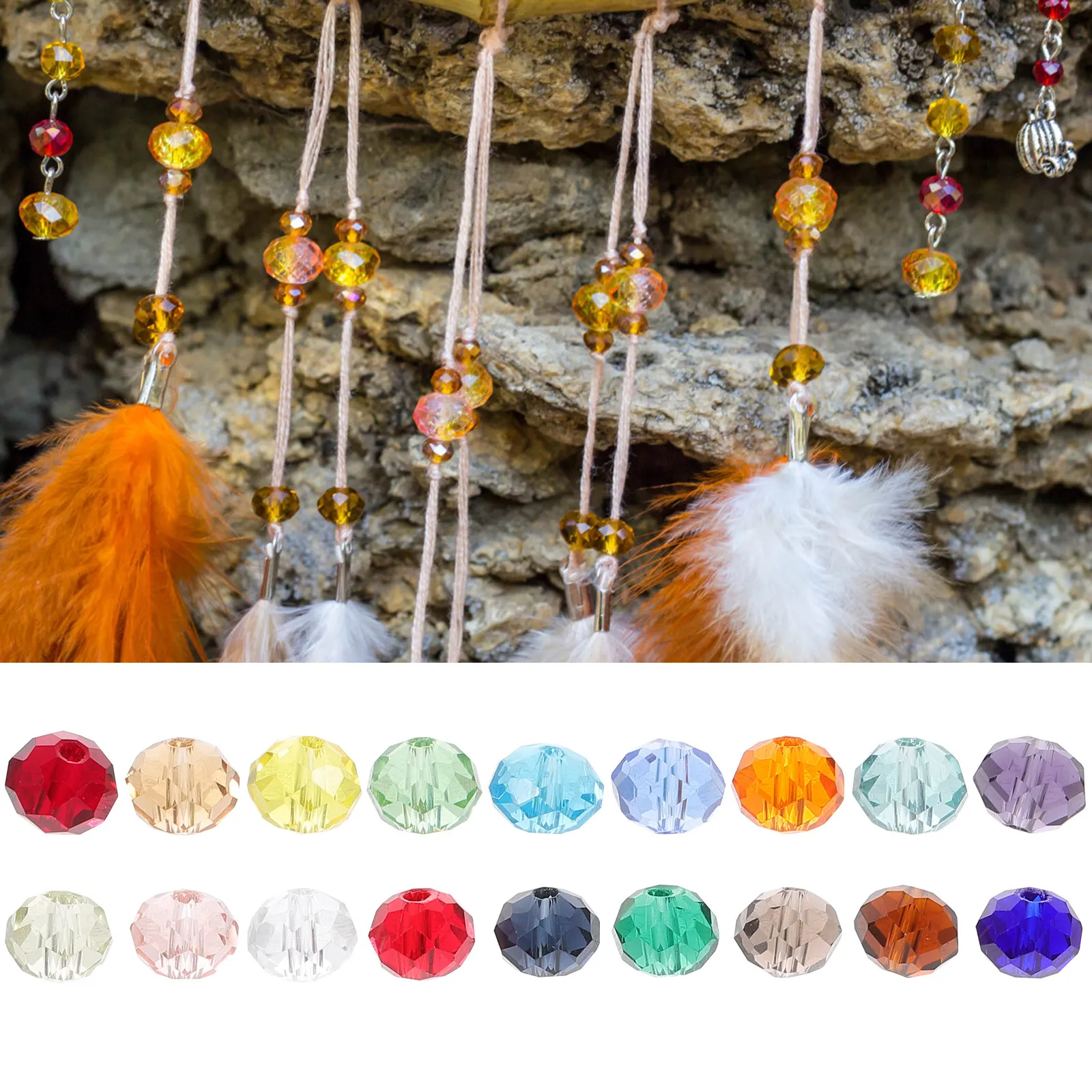 

560Pcs Crystal Glass Beads for Jewelry Making DIY Bracelets Necklaces Anklets Wind Chimes Suncatchers Craft Spacer Beads