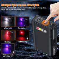 Mini Multi-function USB Flashlight Magnetic Keychain Lamp with Red/Blue/UV Purple Side Lamp Outdoor Emergency Work Light