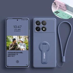 Phone Case For Xiaomi Poco X6 Pro PocoX6pro PocoX6 Case Shockproof Liquid Silicone Soft Cover With Holder Screen Protector