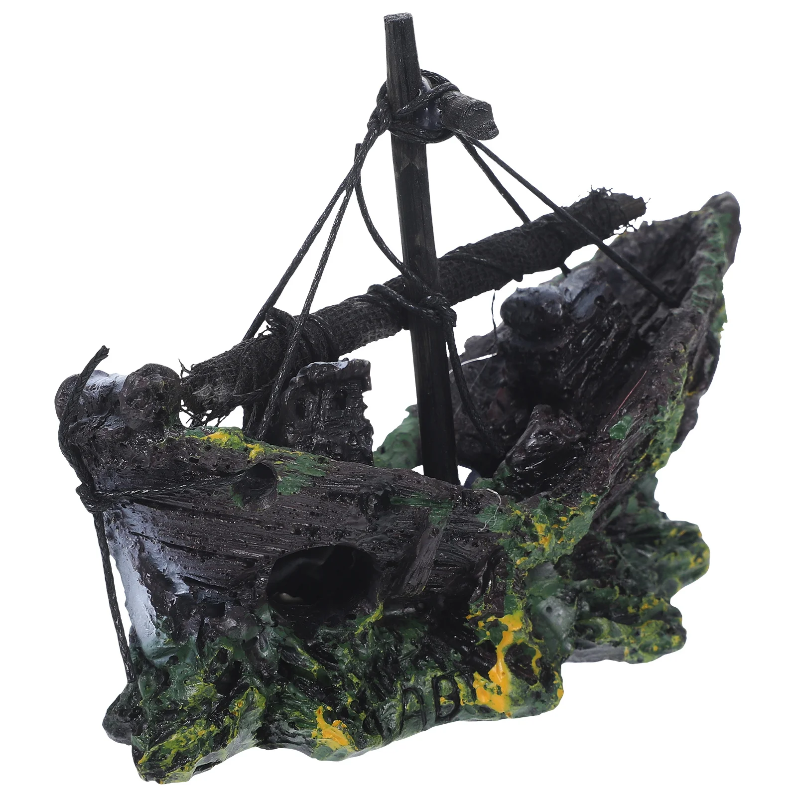

1Pcs Aquarium Shipwreck Decor Durable Resin Pirate Broken Boat Fish Cave Hideout Tank Decoration Sunken Ship Ornament