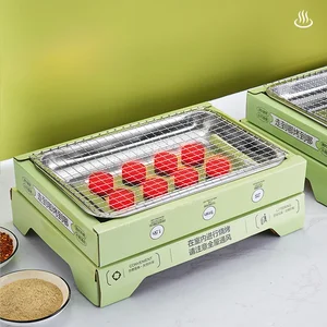 Sekali Pakai Grill Grill Piknik Kompor Portable Rumah Tangga Outdoor Buah Arang Tanpa Asap Grill Arang 10 panggangan tanpa asap penjualan terbaik - №