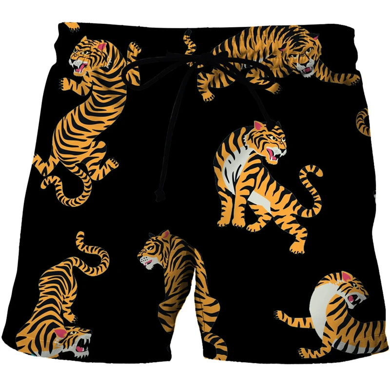 Men\'s Beach Shorts Tiger 3D Printed Summer Surfing Board Short Pants Hawaii Shorts Unisex Swimsuit Masculina Gym Trunks Male