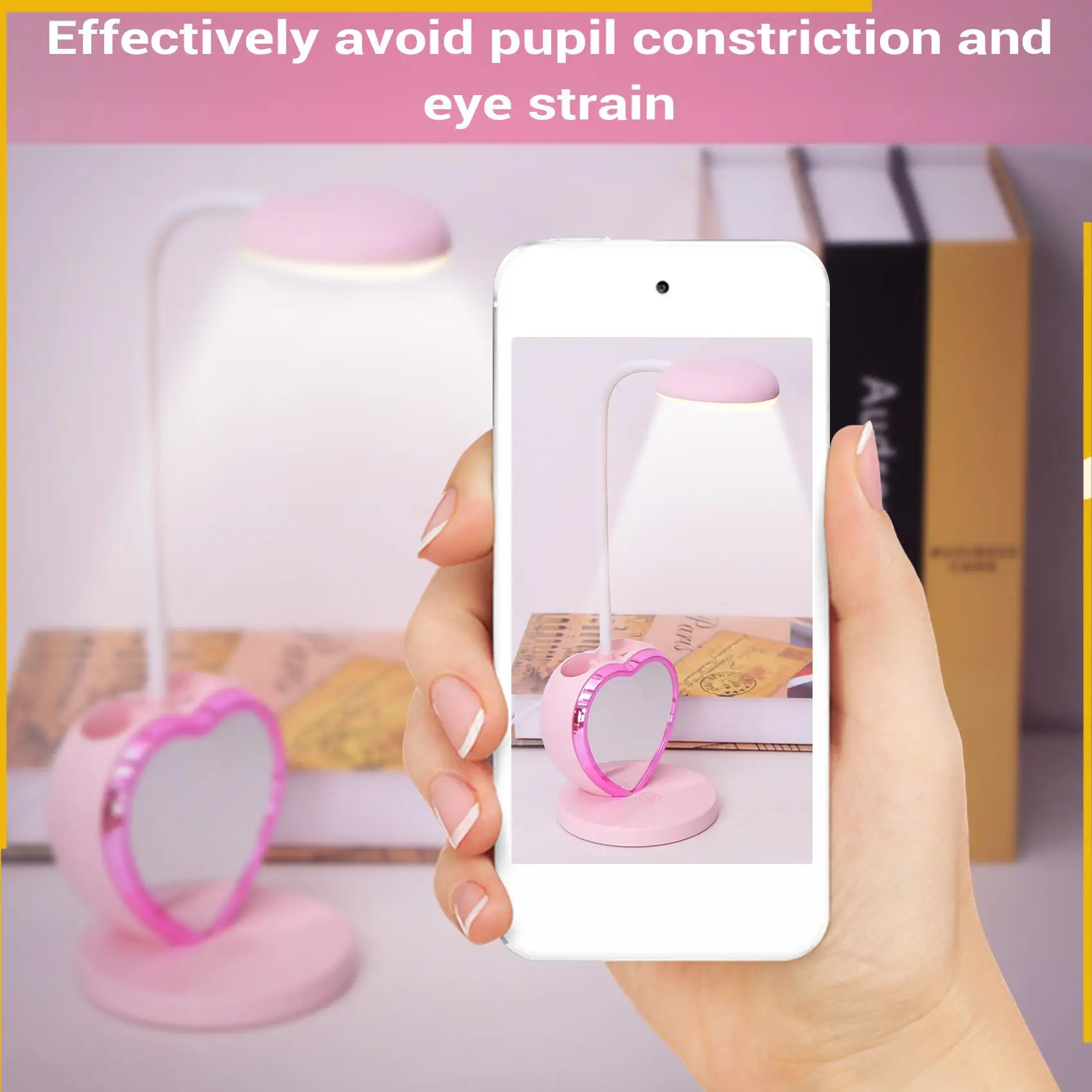 

A92P LED Desk Lamp For Girls, Rechargeable LED Desk Lamp With USB Charging Port & Pen Holder, Eye-Caring Dimmable