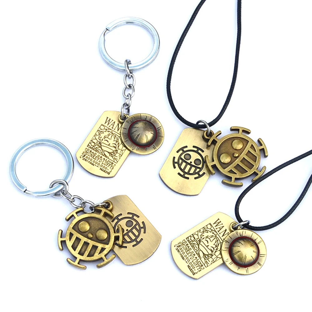 Fashion Anime One Piece Necklace Luffy Straw Hat And Skull Logo Dog Tag Pendant Necklaces For Men Fashion Jewelry Choker Gifts