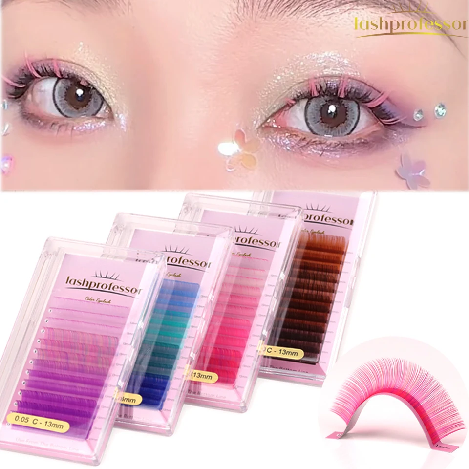 

Lashprofessor Colour Lash Extension Brown Purple Pink Blue Yellow Green Red Colorful Classic Mink False Eyelashes Makeup