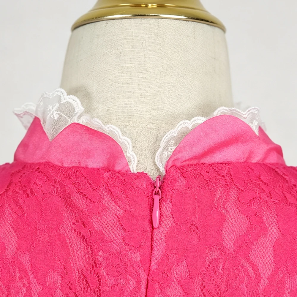 Pfirsichfarbenes Kleid für Mädchen, Prinzessinnenkostüm mit Puffärmeln für Halloween, Karneval, Geburtstag, 3 4 5 6 7 8 Jahre – Detail 7