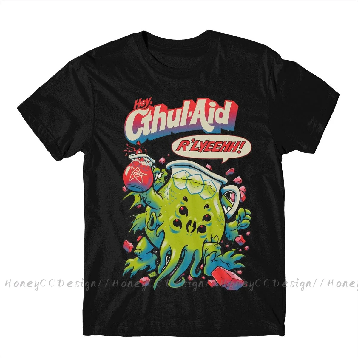 Cthulhu Lovecraft Print Cotton T-Shirt Camiseta Hombre CTHUL-AID For Men Fashion Streetwear Shirt Gift