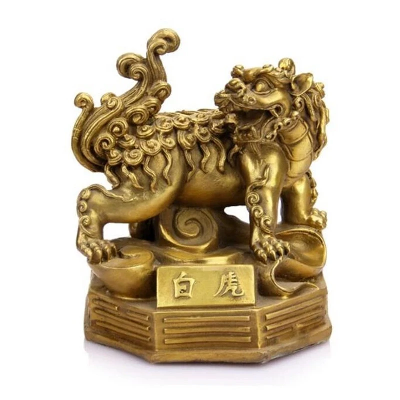 

Copper statue Chinese Brass Carving White Tiger Fengshui Wealth Decoration Exorcise Evil Spirits Animal Statue