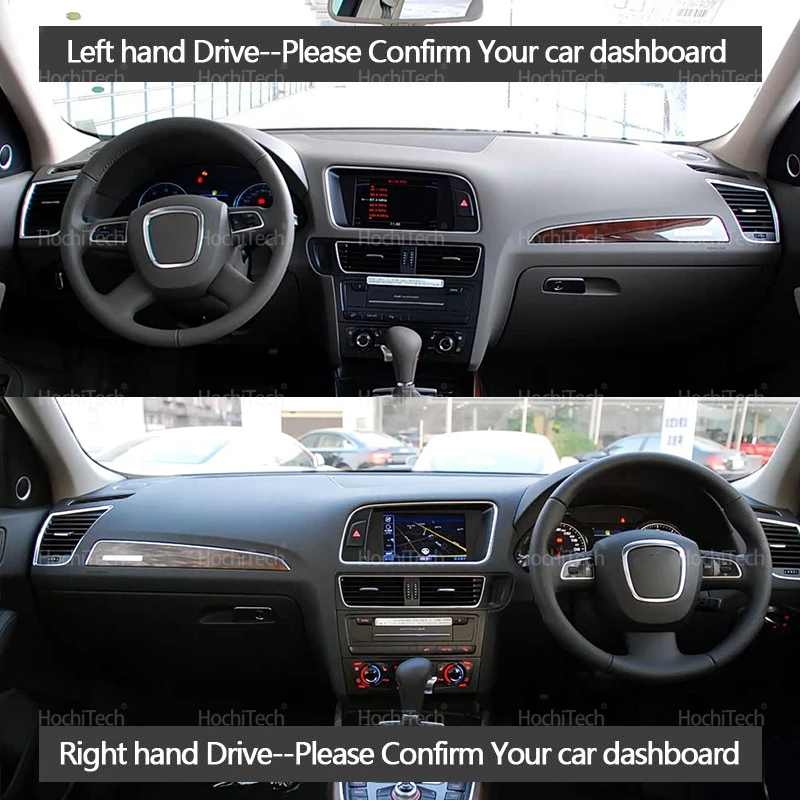 غطاء لوحة القيادة وسادة داش حصيرة لأودي Q5 8R 2009-2016 اكسسوارات تصفيف السيارة أسود/بني جلد الغزال داشمات