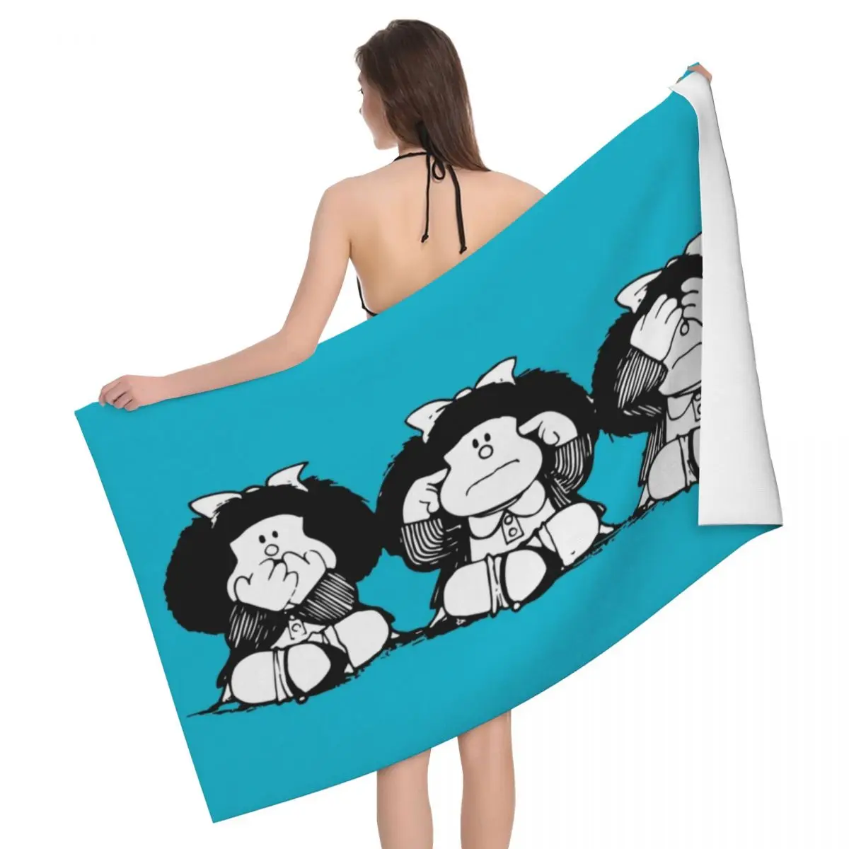 

Custom Humor Mafalda Beach Towel Quino Cartoon Manga Soft Linen Microfiber Bath Towels