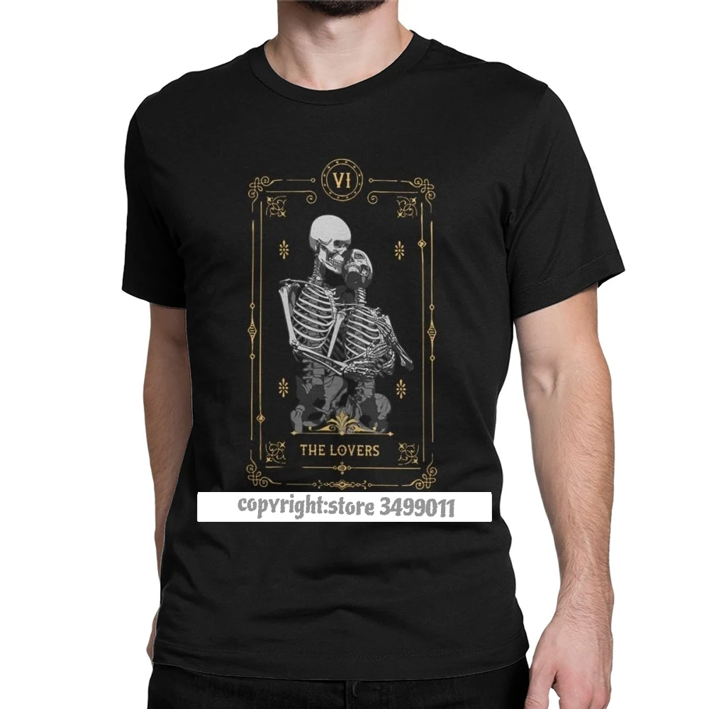 Men's Tshirts The Lovers VI Tarot Card Vintage Cotton Tees Fitness The Magician Skull Magic T Shirts Streetwear Camisas