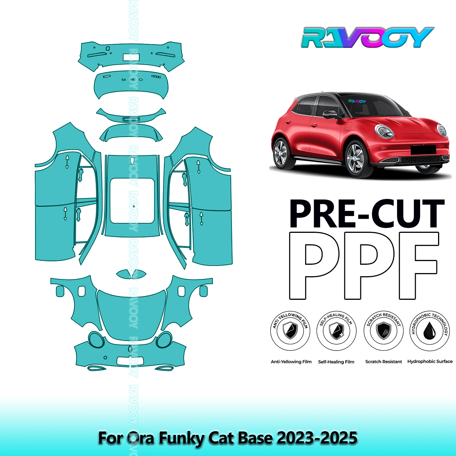 

Full Vehicle Clear Bra Precut PPF Paint Protection Film For Ora Funky Cat Base 2023-2025
