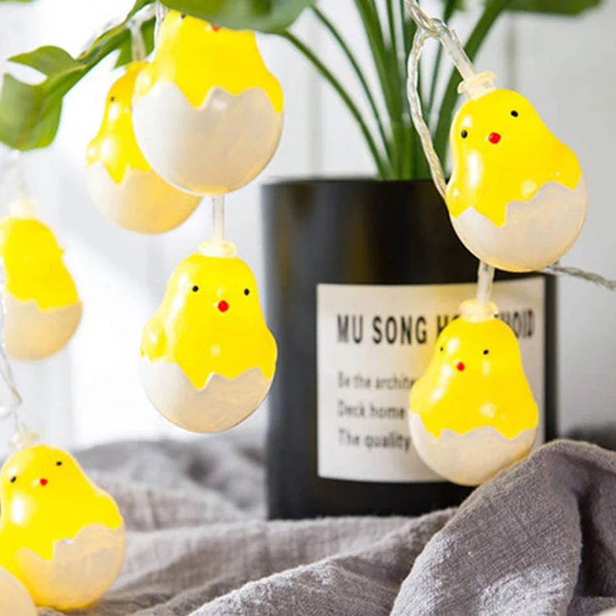LED Eggshell Chicken Light String Easter Christmas Children's Room Decoration Theme Party Decoration Colorful Lights