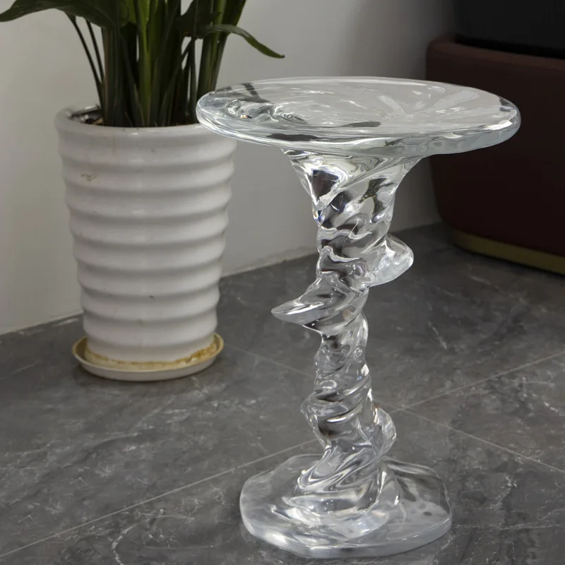 Transparent round coffee table Living room Home lobby Sales office Crystal special-shaped resin tea table