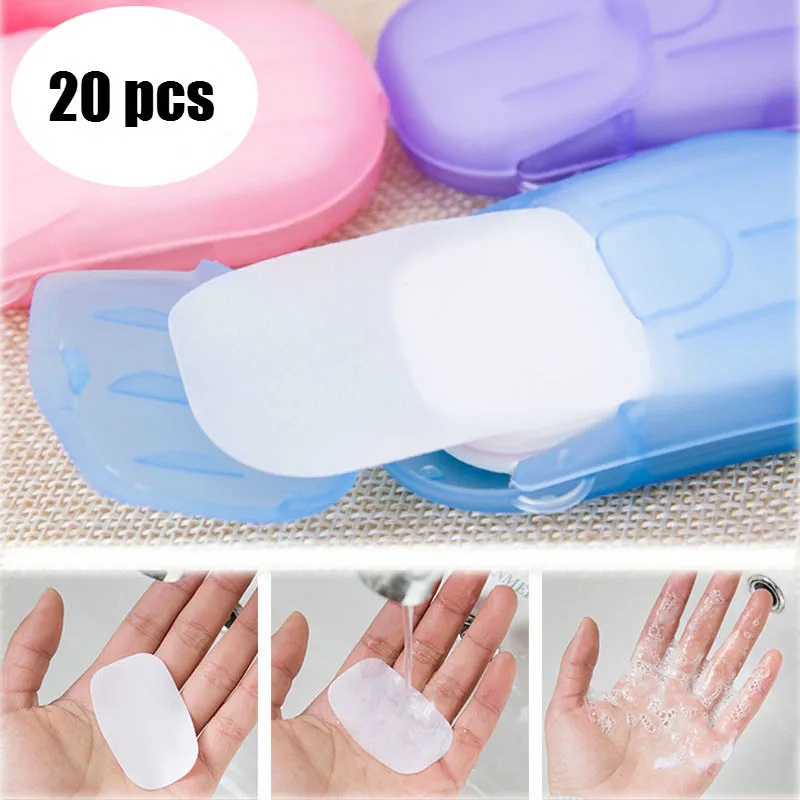 20PC/Box Portable Soap Paper Disposable Soap Paper Flakes Washing Cleaning Hand for Kitchen Toilet Outdoor Travel Camping Hiking
