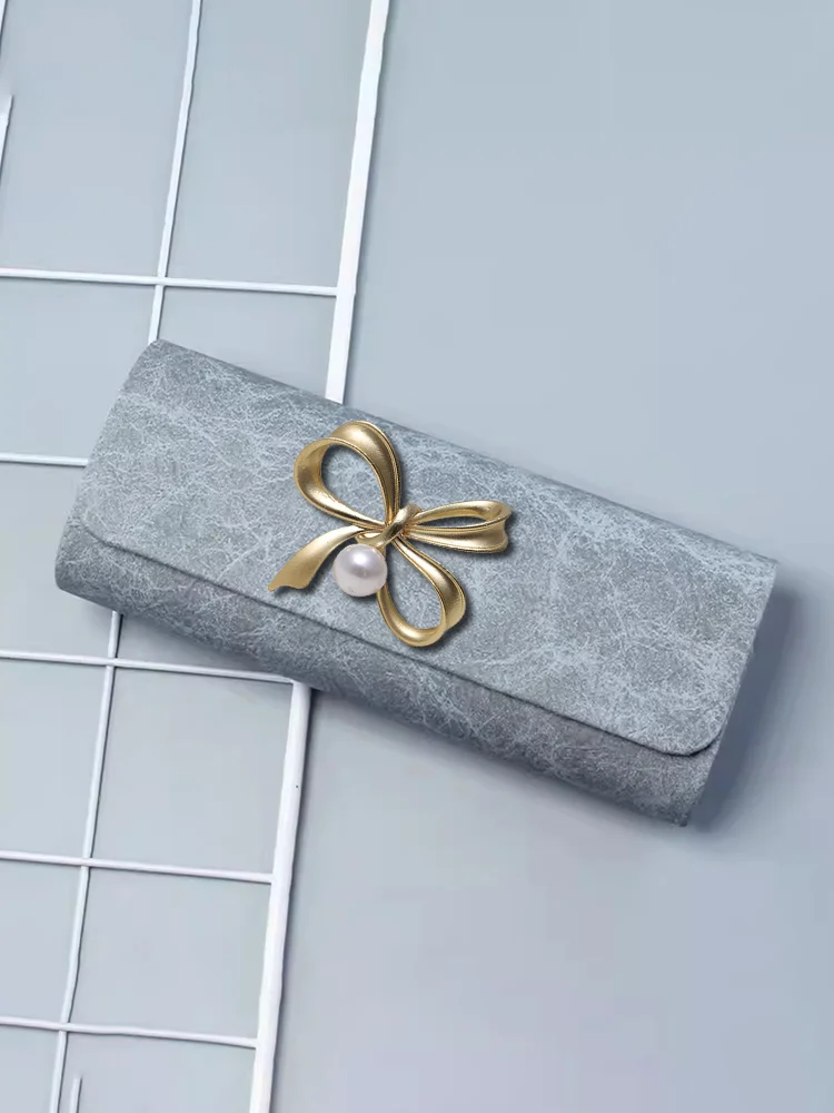 

Eyewear Cases Anti-Stress Sleek & Compact White Pearl Pin Decor, Symbolic Elements.