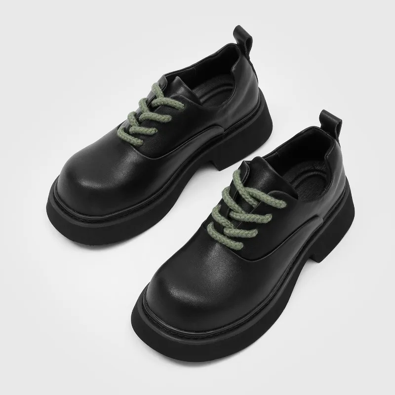 أحذية ديربي رجالية لربيع 2026 كاجوال برأس كبير سميك القاع على طراز هونج كونج أحذية عمل جلدية عصرية للترفيه عصرية #6