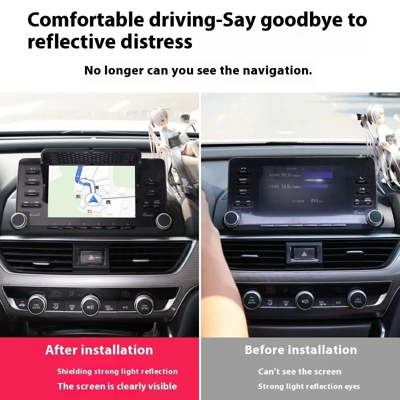 Universal Car Sun Shade Navigation Anti-Glare Visor Hood Reversing Camera Display Dashboard Monitor Shield UV Protector Box Cove