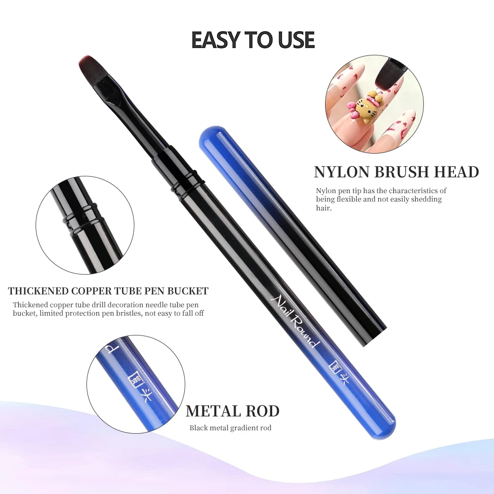 Professional 10pcs Nail Art Brush Set Unique Design Liner Flat Gradient Metal Handle for Acrylic UV Gel Nail Tools