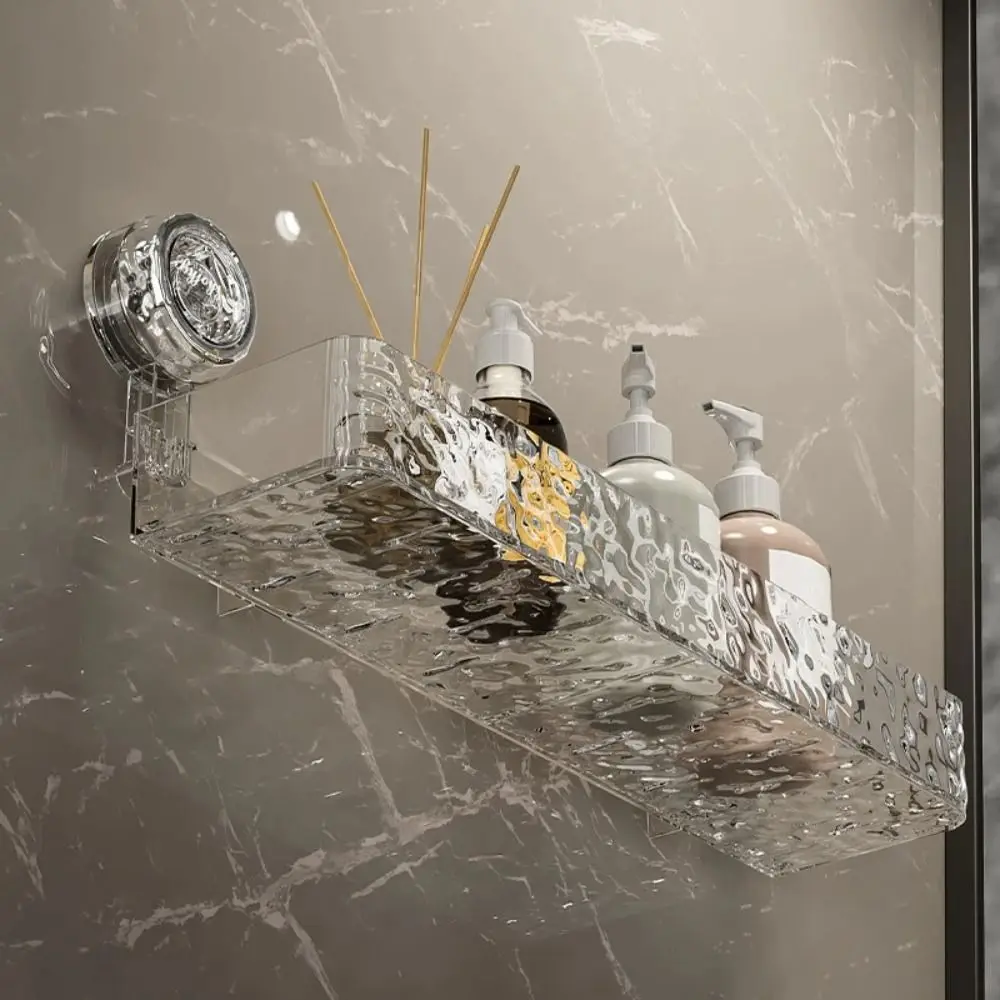 Wasserdichtes Aufbewahrungsregal mit Saugnapf, abnehmbarer, transparenter Badezimmer-Aufbewahrungshalter, einfache Installation, ohne Bohren, Heimaufbewahrungsorganisator
